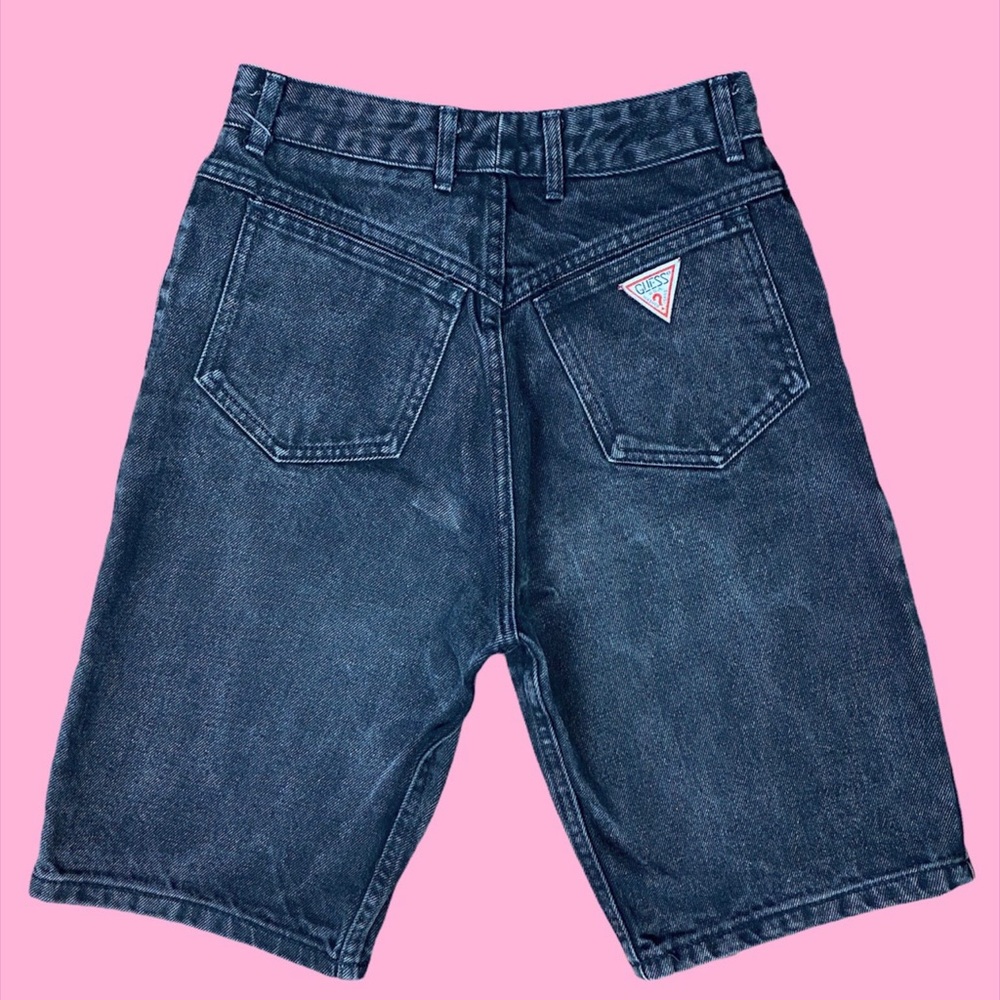 Vintage Guess High Waisted Bermuda Black Shorts Size 29 Waist 26